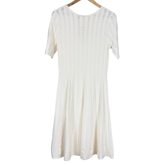 Boss Hugo Boss NWT C Feli Pointelle Fit and Flare Sweater Dress White Size XXL - Picture 3 of 12